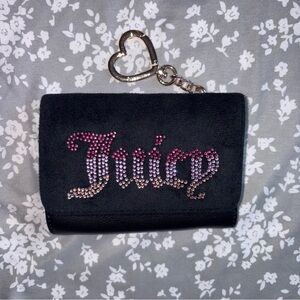 Juicy Couture Black and Pink Wallet with Rhinestone Embellishments